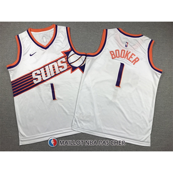 Maillot Enfant Phoenix Suns Devin Booker NO 1 Association 2023-24 Blanc